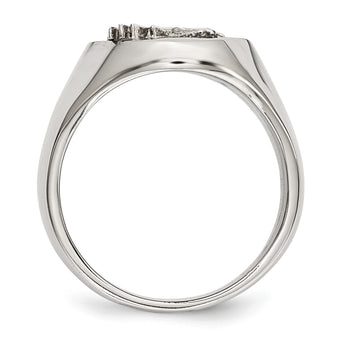 Stainless Steel Polished w/Sterling Silver Rhodium-plated Eagle Ring - Birthstone Company
