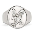 Stainless Steel Polished w/Sterling Silver Rhodium-plated Eagle Ring - Birthstone Company