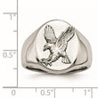 Stainless Steel Polished w/Sterling Silver Rhodium-plated Eagle Ring - Birthstone Company