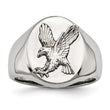 Stainless Steel Polished w/Sterling Silver Rhodium-plated Eagle Ring - Birthstone Company