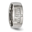 Stainless Steel Brushed CZ Cross Ring - Birthstone Company
