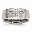 Sophia Jewelers Brushed Stainless Steel CZ Cross Wedding Band - 10.5