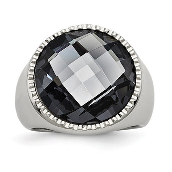 Sophia Jewelers Stainless Steel Grey Glass Fashion Ring Polished Finish - 8
