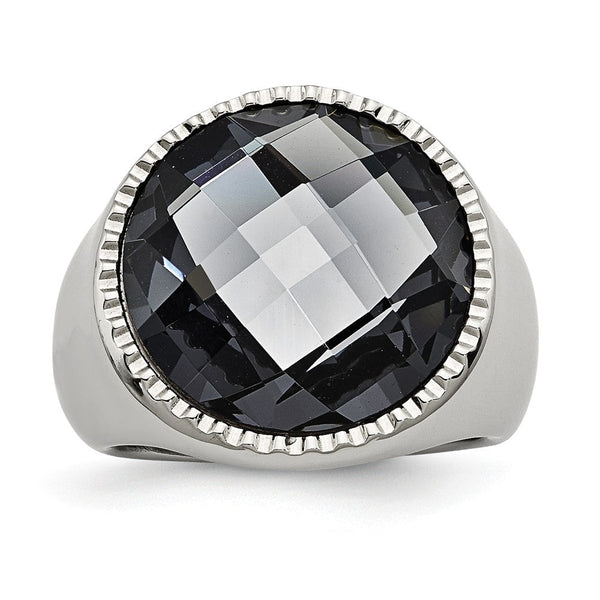 Sophia Jewelers Stainless Steel Grey Glass Fashion Ring Polished Finish - 8
