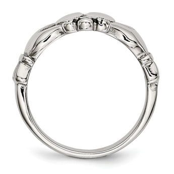 Stainless Steel Polished Antiqued Claddagh with Cross Ring - Birthstone Company