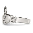 Stainless Steel Polished Antiqued Claddagh with Cross Ring - Birthstone Company