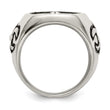 Stainless Steel Antiqued and Polished Fleur de Lis Cross Ring - Birthstone Company