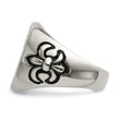 Stainless Steel Antiqued and Polished Fleur de Lis Cross Ring - Birthstone Company