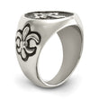 Stainless Steel Antiqued and Polished Fleur de Lis Cross Ring - Birthstone Company