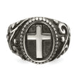Stainless Steel Antiqued and Polished Cross Ring - Birthstone Company