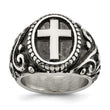 Stainless Steel Antiqued and Polished Cross Ring - Birthstone Company