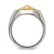Stainless Steel w/14k Accent Polished Lion Head Ring - Birthstone Company