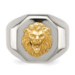 Stainless Steel w/14k Accent Polished Lion Head Ring - Birthstone Company