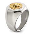 Stainless Steel w/14k Accent Polished Lion Head Ring - Birthstone Company