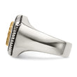 Stainless Steel w/14k Accent Antiqued & Polished Cross on Shield Ring - Birthstone Company