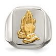 Stainless Steel w/14k Accent Polished Praying Hands Ring - Birthstone Company