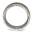 Damascus Steel Polished with Wood Inlay 8mm Band - Birthstone Company