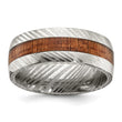 Damascus Steel Polished with Wood Inlay 8mm Band - Birthstone Company