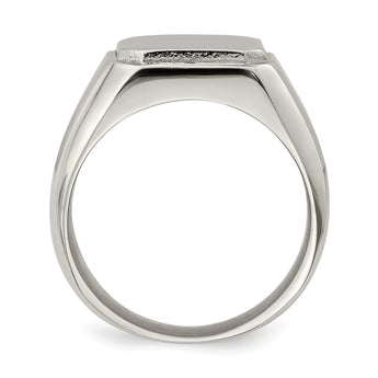 Stainless Steel Polished Signet Ring - Birthstone Company