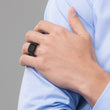 Stainless Steel Polished Black IP-plated with Black CZ Signet Ring - Birthstone Company