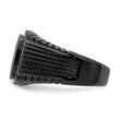 Stainless Steel Polished Black IP-plated with Black CZ Signet Ring - Birthstone Company
