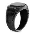 Stainless Steel Polished Black IP-plated with Black CZ Signet Ring - Birthstone Company