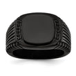 Stainless Steel Polished Black IP-plated with Black CZ Signet Ring - Birthstone Company