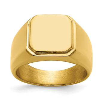Stainless Steel Polished Yellow IP-plated Signet Ring - Birthstone Company
