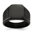 Stainless Steel Polished Black IP-plated Signet Ring - Birthstone Company