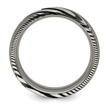 Damascus Steel Polished 8mm Band - Birthstone Company