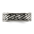 Stainless Steel Antiqued and Polished Brick Pattern 7.5mm Band - Birthstone Company