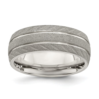 Stainless Steel Polished and Satin 8mm Band - Birthstone Company