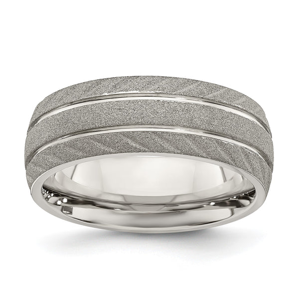 Stainless Steel Polished and Satin 8mm Band - Birthstone Company