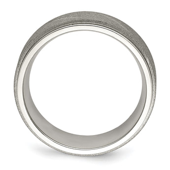 Stainless Steel Polished and Satin Beveled Edge 8mm Band - Birthstone Company