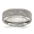 Stainless Steel Polished and Satin Beveled Edge 8mm Band - Birthstone Company
