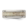 Stainless Steel Polished with Antler Inlay 8mm Band - Birthstone Company