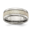Stainless Steel Polished with Antler Inlay 8mm Band - Birthstone Company