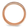 Stainless Steel Polished Rose IP w/Wood and Antler Inlay 8mm Band - Birthstone Company
