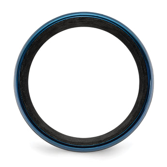 Black Carbon Fiber with Brushed Blue IP-plated Stainless Steel 8mm Band - Birthstone Company