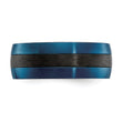 Black Carbon Fiber with Brushed Blue IP-plated Stainless Steel 8mm Band - Birthstone Company