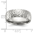 Stainless Steel Brushed and Polished Hammered 7.5mm Band - Birthstone Company