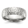 Stainless Steel Brushed and Polished Hammered 7.5mm Band - Birthstone Company