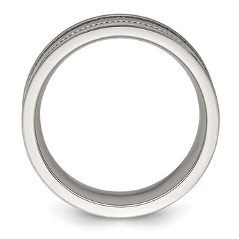Stainless Steel Polished and Beaded 7mm Band - Birthstone Company