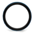 Stainless Steel Brushed and Polished Black/Blue IP-plated 8.00mm Band - Birthstone Company