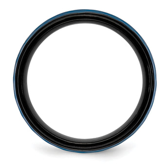 Stainless Steel Brushed and Polished Black/Blue IP-plated 8.00mm Band - Birthstone Company