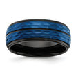 Stainless Steel Brushed and Polished Black/Blue IP-plated 8.00mm Band - Birthstone Company
