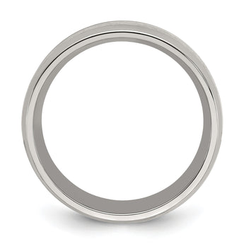 Stainless Steel Polished Glitter Paper Inlay Center 8mm Band - Birthstone Company