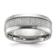 Stainless Steel Polished Glitter Paper Inlay Center 8mm Band - Birthstone Company