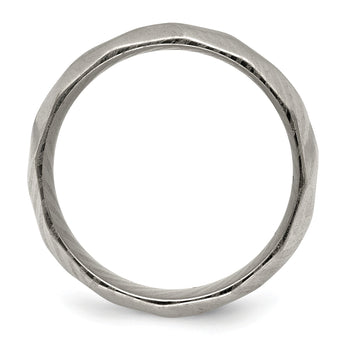 Damascus Steel Polished Faceted 7mm Band - Birthstone Company
