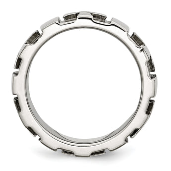 Stainless Steel Wedding Band with Diamond, Polished & Brushed Finish, Engravable - Birthstone Company